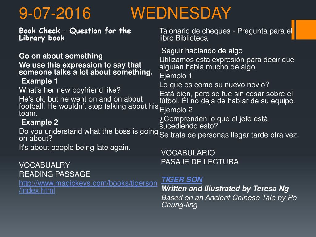 WEDNESDAY Book Check – Question for the Library book