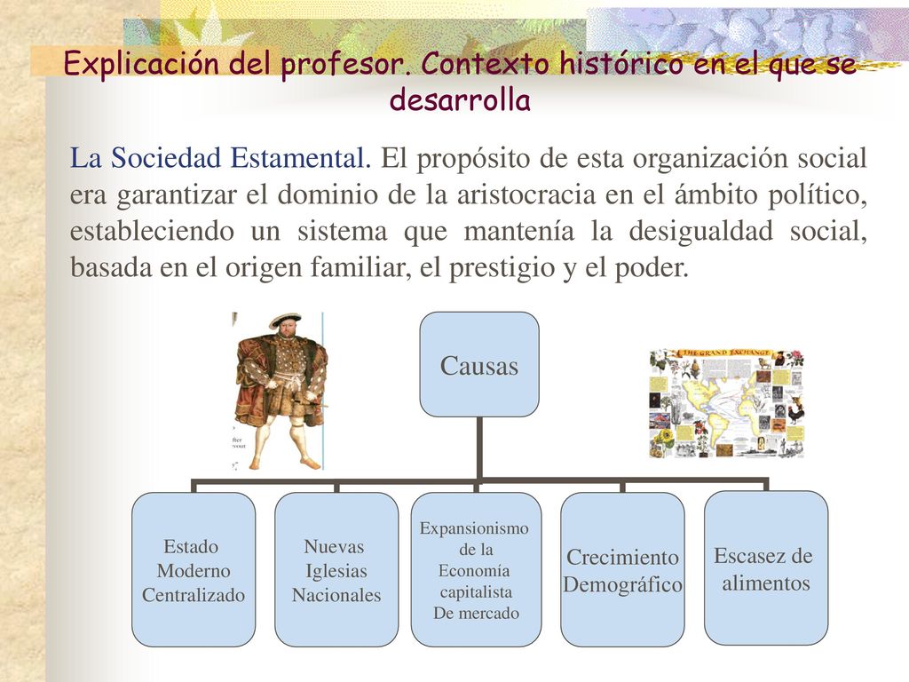 Explicación del profesor. Contexto histórico en el que se desarrolla