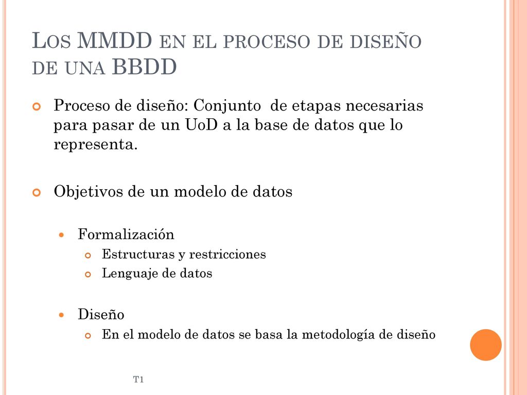 Los MMDD en el proceso de diseño de una BBDD