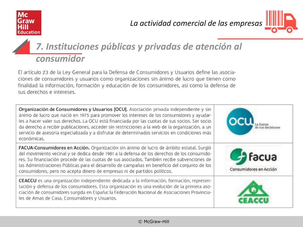 7. Instituciones públicas y privadas de atención al consumidor