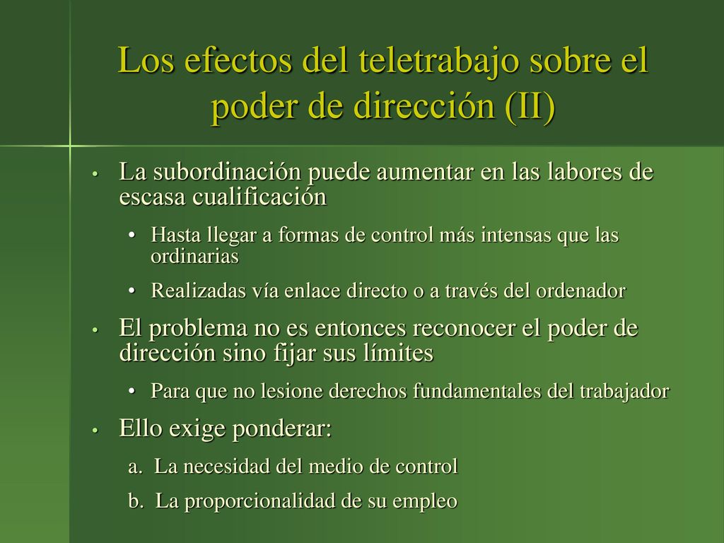 Los efectos del teletrabajo sobre el poder de dirección (II)