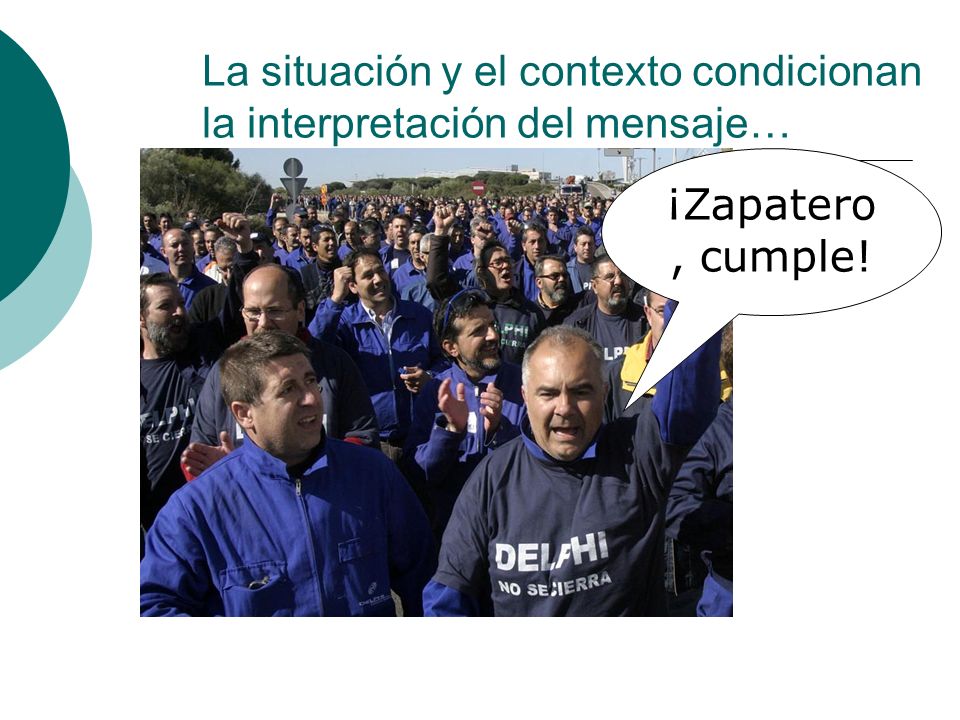 La situación y el contexto condicionan la interpretación del mensaje…