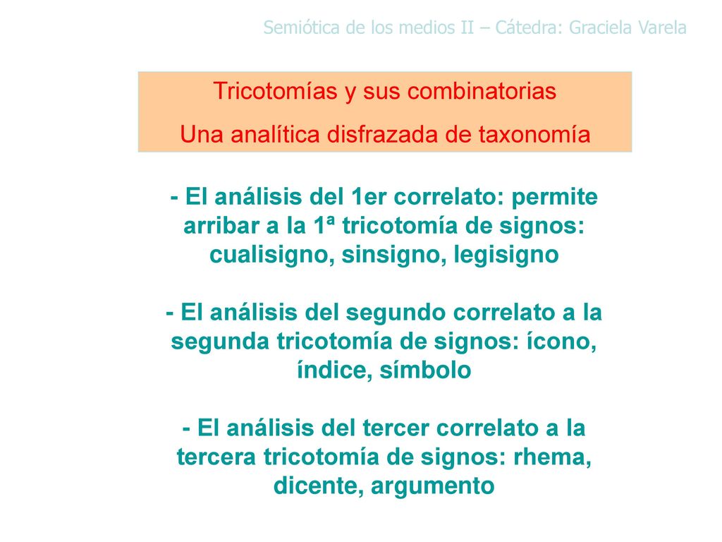 Tricotomías y sus combinatorias Una analítica disfrazada de taxonomía