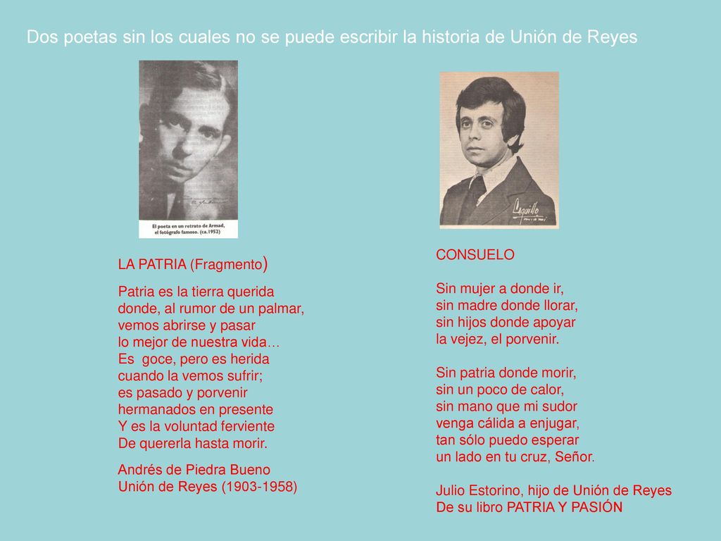 Dos poetas sin los cuales no se puede escribir la historia de Unión de Reyes