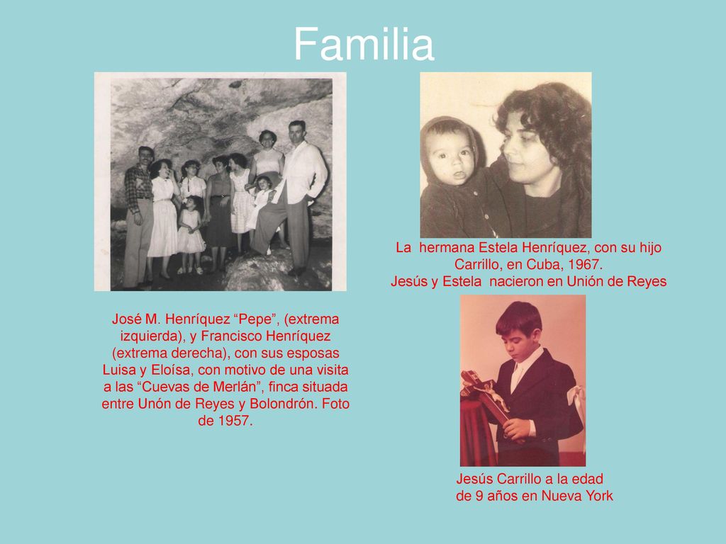 Familia La hermana Estela Henríquez, con su hijo Carrillo, en Cuba, Jesús y Estela nacieron en Unión de Reyes.