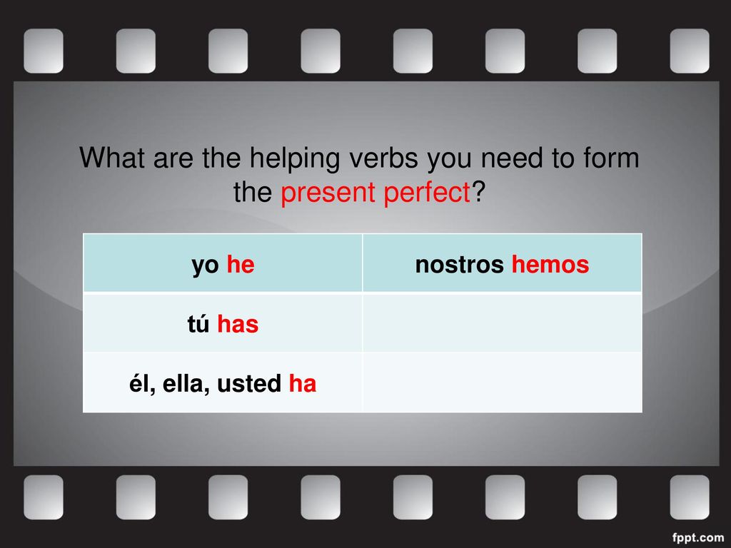 What are the helping verbs you need to form the present perfect