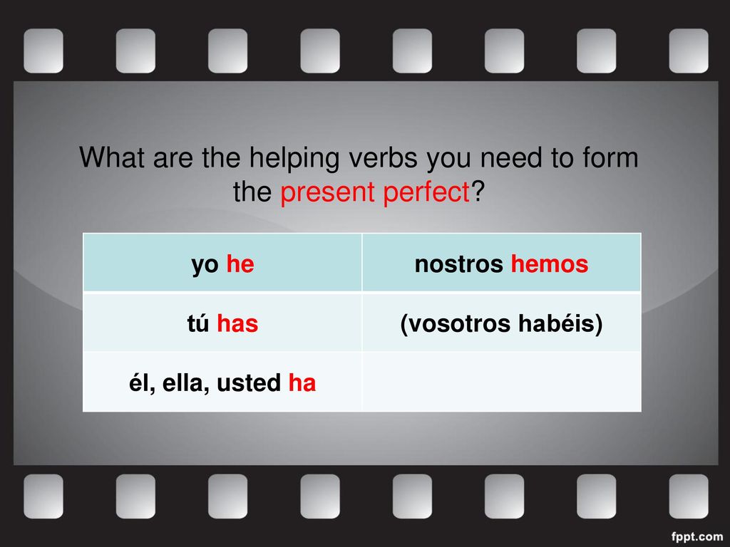 What are the helping verbs you need to form the present perfect