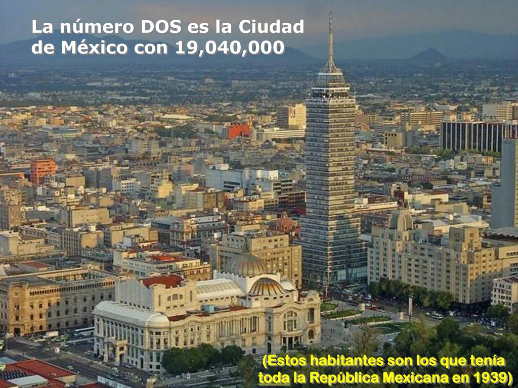 La número DOS es la Ciudad de México con 19,040,000