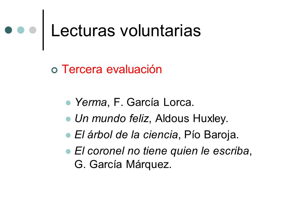 Lecturas voluntarias Tercera evaluación Yerma, F. García Lorca.