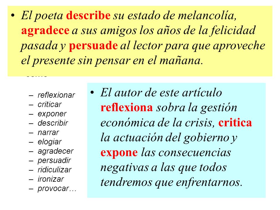 El poeta describe su estado de melancolía, agradece a sus amigos los años de la felicidad pasada y persuade al lector para que aproveche el presente sin pensar en el mañana.