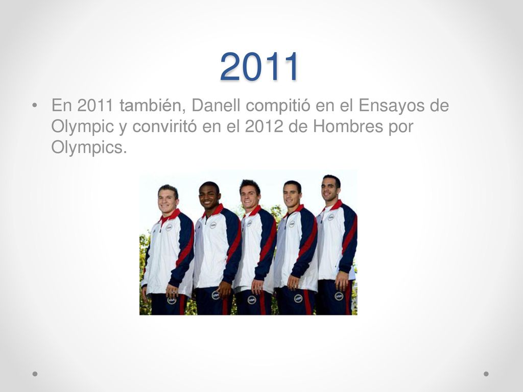 2011 En 2011 también, Danell compitió en el Ensayos de Olympic y conviritó en el 2012 de Hombres por Olympics.