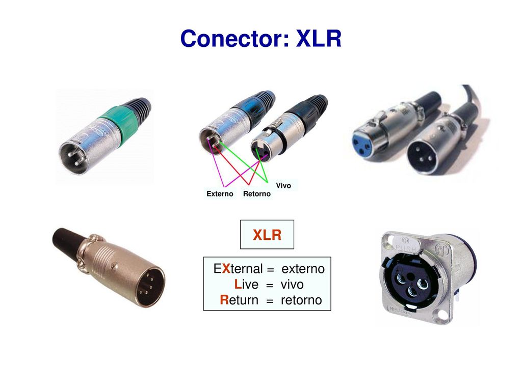 Conector: XLR XLR EXternal = externo Live = vivo Return = retorno Vivo
