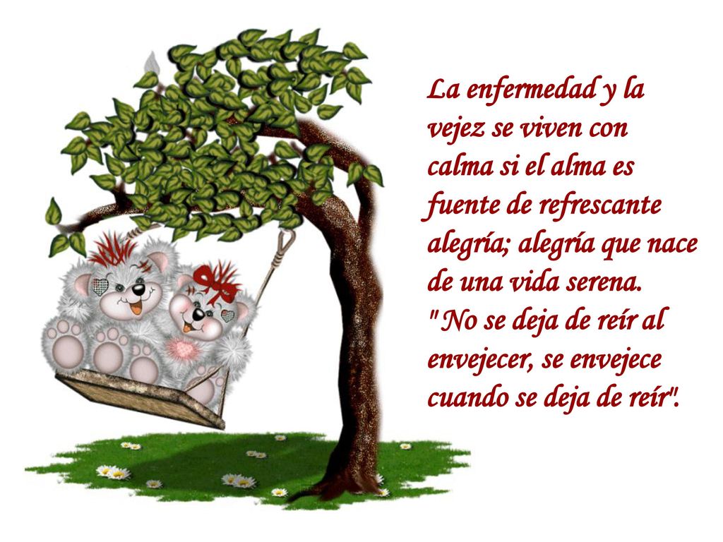 La enfermedad y la vejez se viven con calma si el alma es fuente de refrescante alegría; alegría que nace de una vida serena.