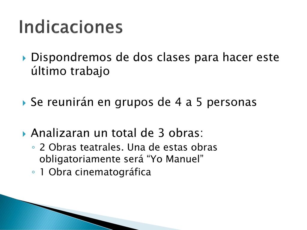 Indicaciones Dispondremos de dos clases para hacer este último trabajo