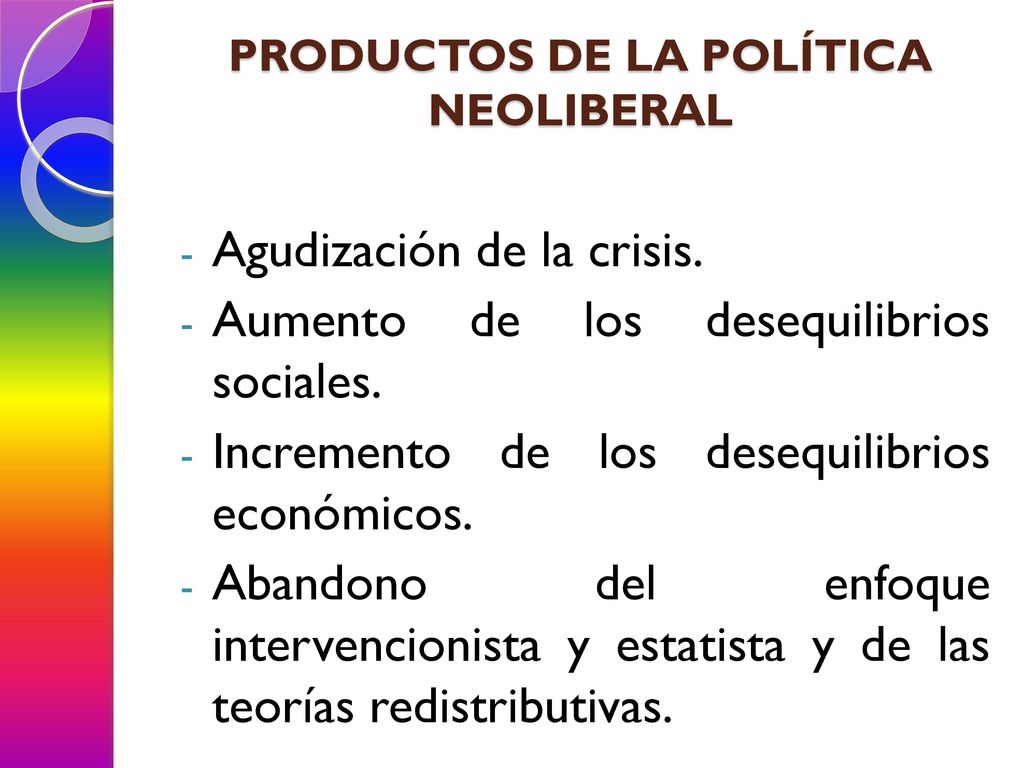 PRODUCTOS DE LA POLÍTICA NEOLIBERAL