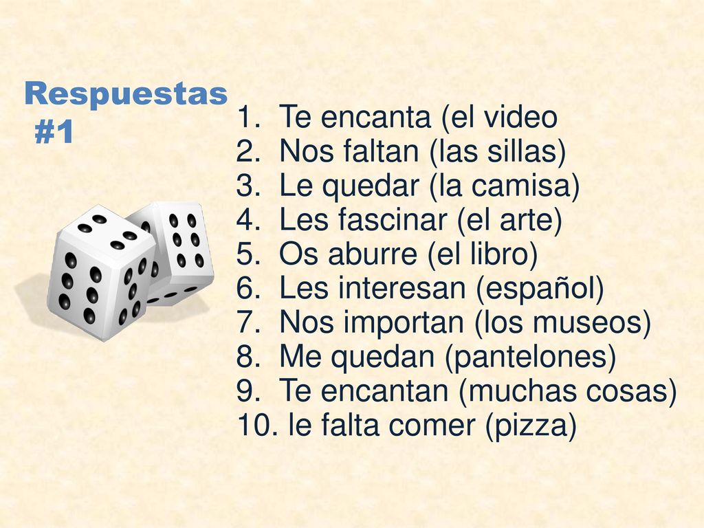 Respuestas #1 Te encanta (el video Nos faltan (las sillas)