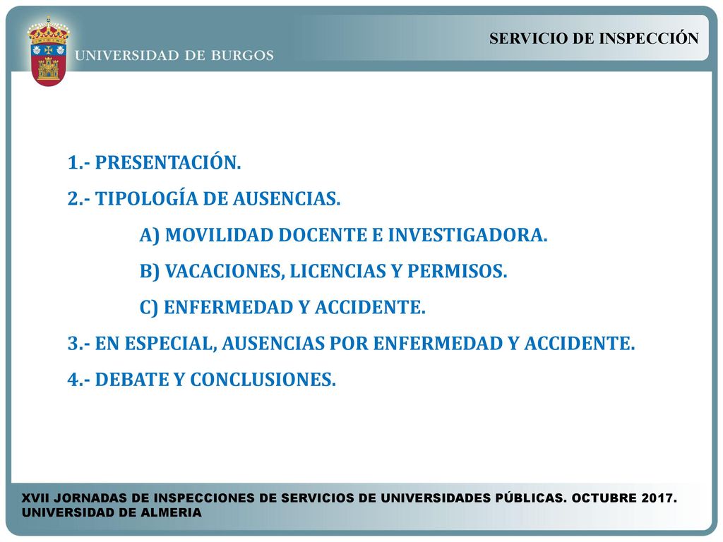 2.- TIPOLOGÍA DE AUSENCIAS. A) MOVILIDAD DOCENTE E INVESTIGADORA.