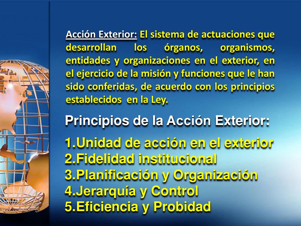 Principios de la Acción Exterior: Unidad de acción en el exterior