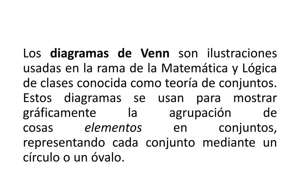 Los diagramas de Venn son ilustraciones usadas en la rama de la Matemática y Lógica de clases conocida como teoría de conjuntos.