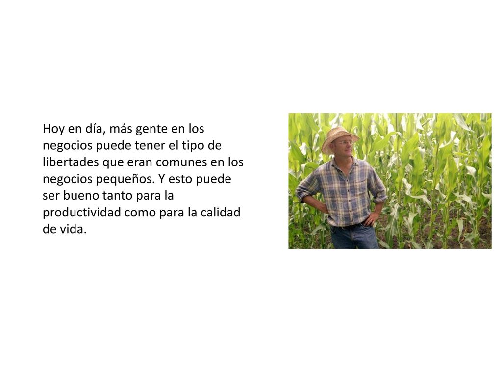 Hoy en día, más gente en los negocios puede tener el tipo de libertades que eran comunes en los negocios pequeños.