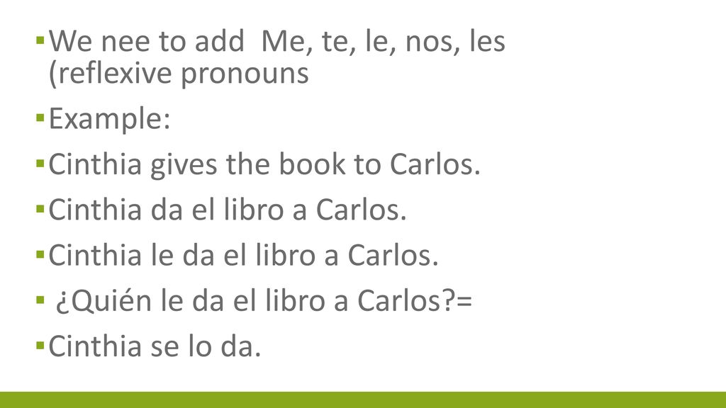 We nee to add Me, te, le, nos, les (reflexive pronouns