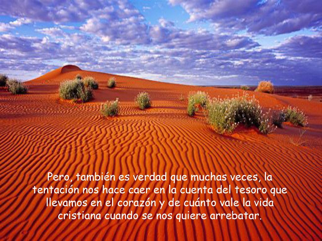 Pero, también es verdad que muchas veces, la tentación nos hace caer en la cuenta del tesoro que llevamos en el corazón y de cuánto vale la vida cristiana cuando se nos quiere arrebatar.