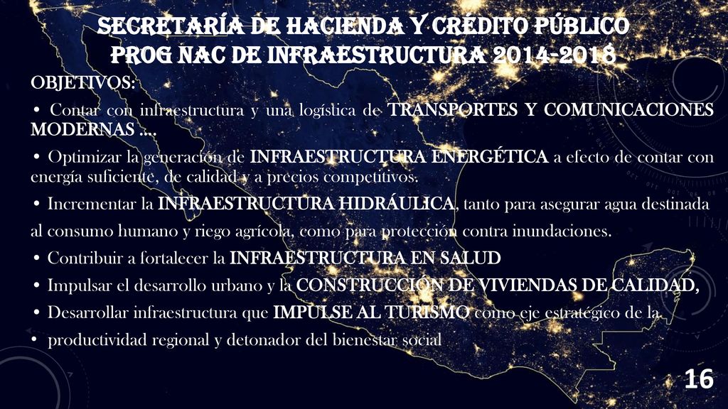 SECRETARÍA DE HACIENDA Y CRÉDITO PÚBLICO PROG NAC DE INFRAESTRUCTURA