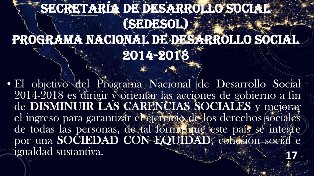 Secretaría de Desarrollo Social (SEDESOL) ProgRAMA NacIONAL de Desarrollo Social