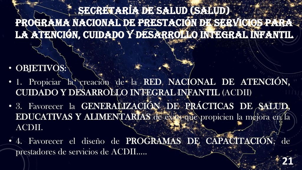 Secretaría de Salud (SALUD) ProgRAMA NacIONAL de Prestación de Servicios para la Atención, Cuidado y Desarrollo Integral Infantil