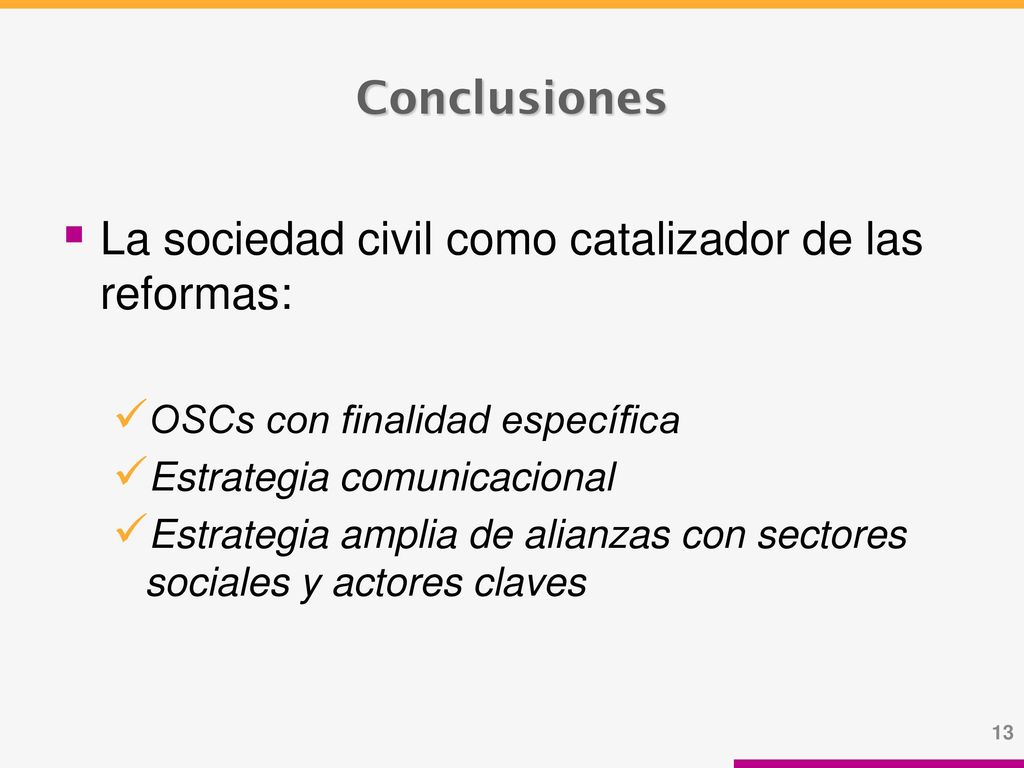 La sociedad civil como catalizador de las reformas: