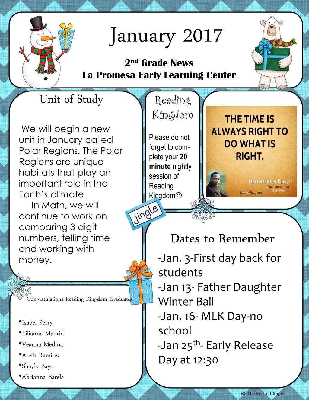 January 2017 Unit of Study Dates to Remember Reading Kingdom