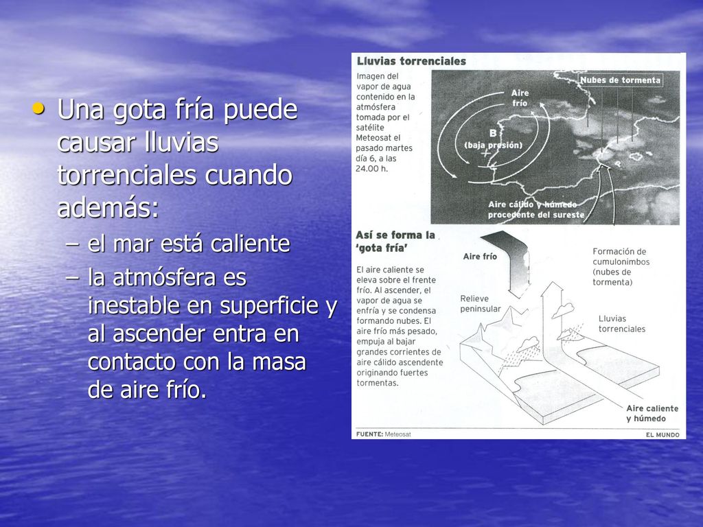 Una gota fría puede causar lluvias torrenciales cuando además: