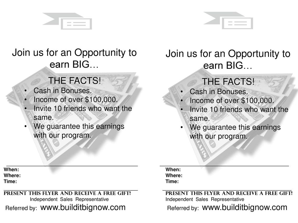 Join us for an Opportunity to earn BIG…