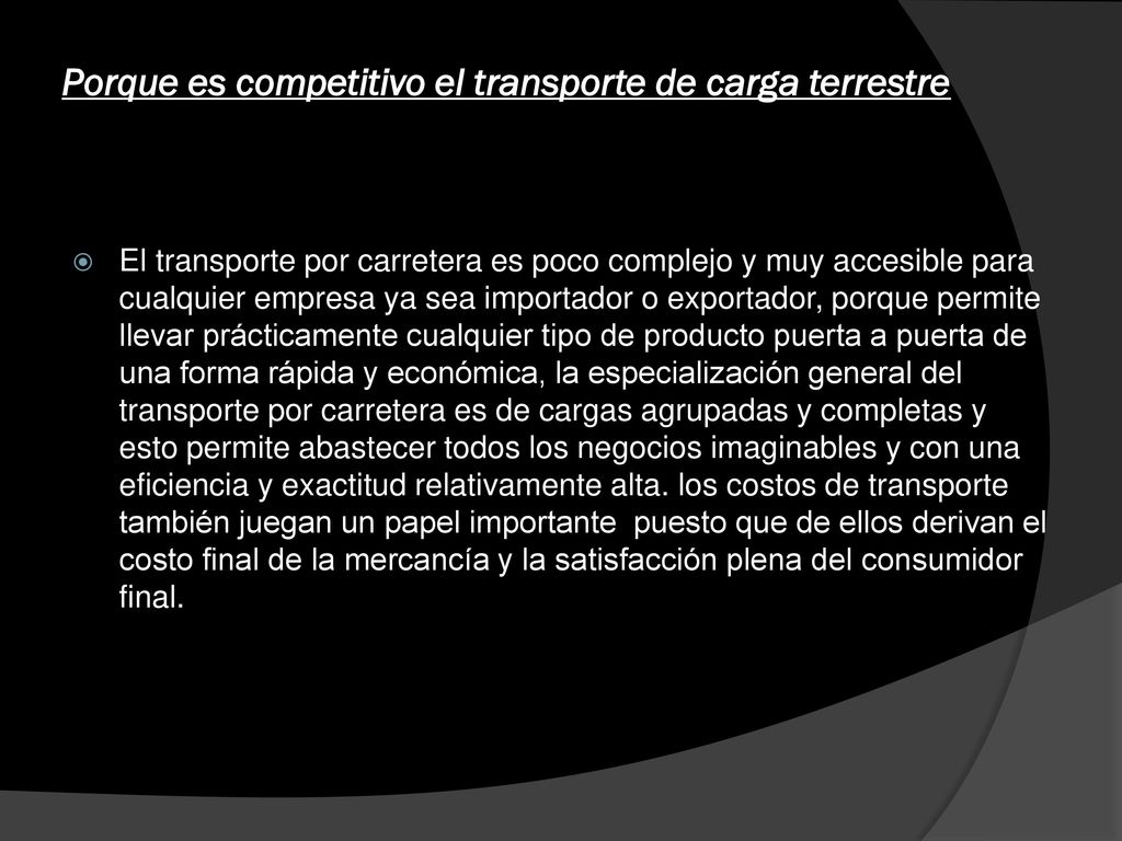Porque es competitivo el transporte de carga terrestre