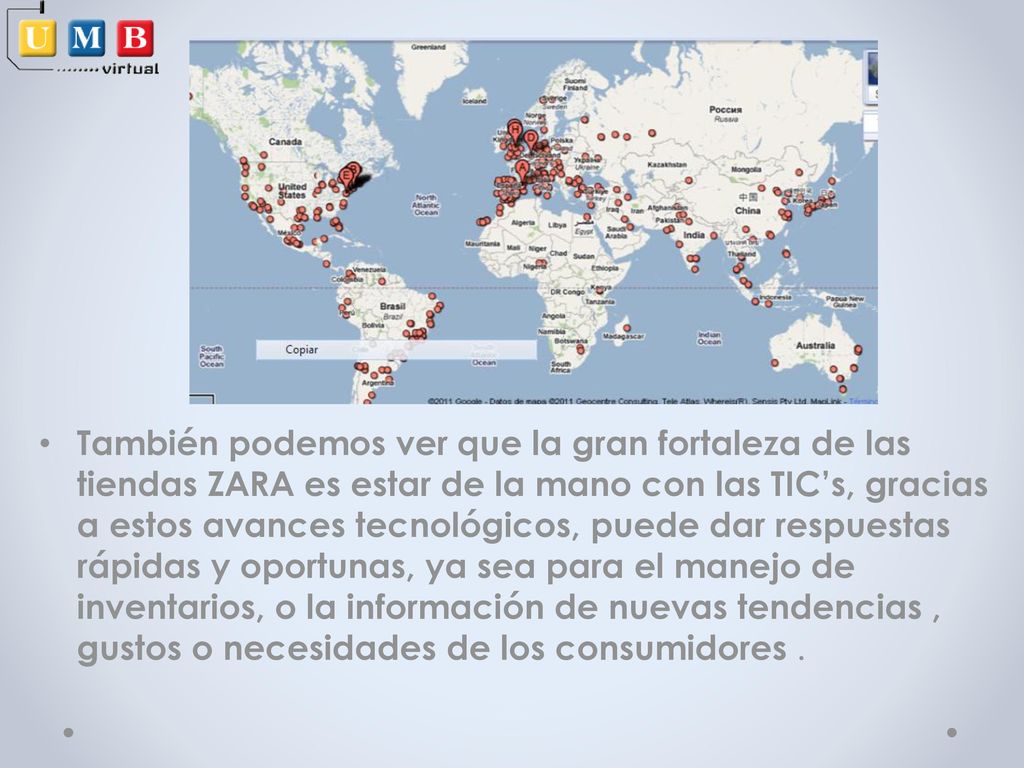 También podemos ver que la gran fortaleza de las tiendas ZARA es estar de la mano con las TIC’s, gracias a estos avances tecnológicos, puede dar respuestas rápidas y oportunas, ya sea para el manejo de inventarios, o la información de nuevas tendencias , gustos o necesidades de los consumidores .