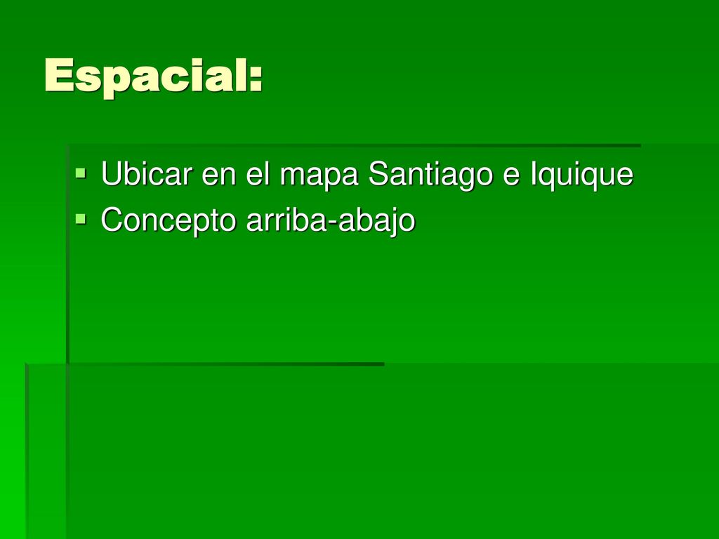 Espacial: Ubicar en el mapa Santiago e Iquique Concepto arriba-abajo