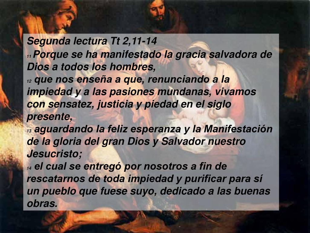 Segunda lectura Tt 2, Porque se ha manifestado la gracia salvadora de Dios a todos los hombres,