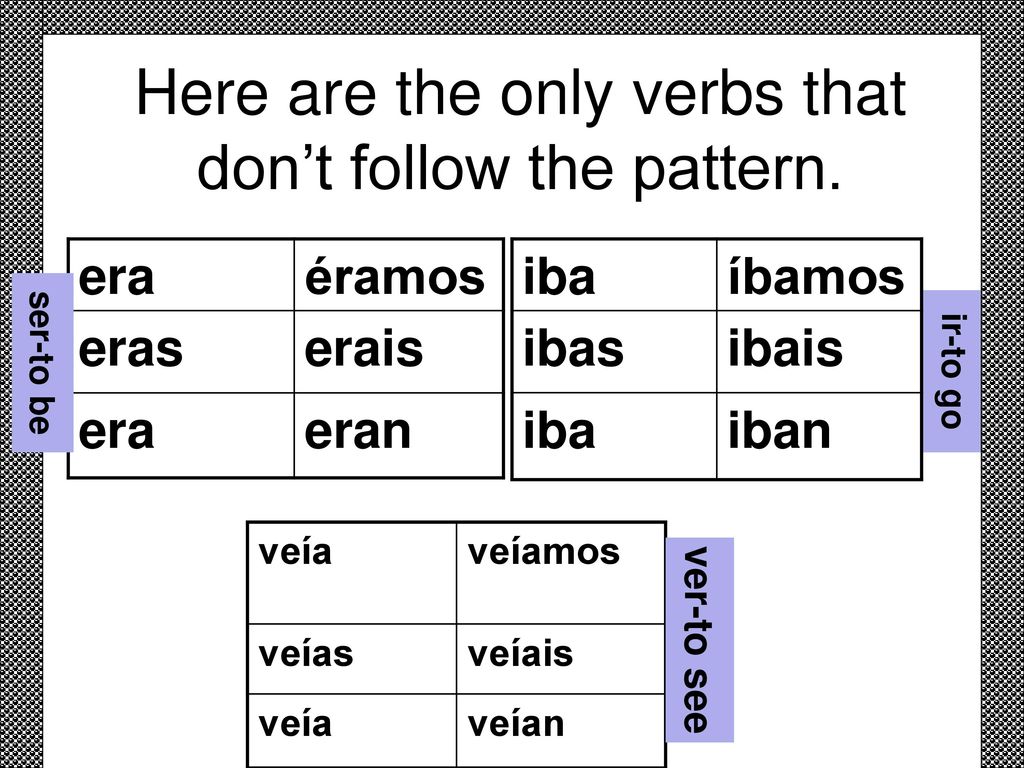 Here are the only verbs that don’t follow the pattern.