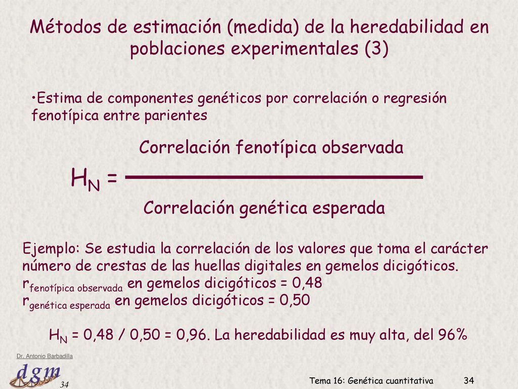 Métodos de estimación (medida) de la heredabilidad en poblaciones experimentales (3)