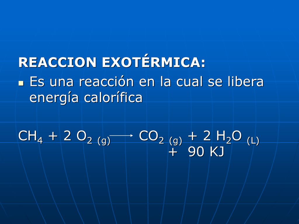 REACCION EXOTÉRMICA: Es una reacción en la cual se libera energía calorífica.