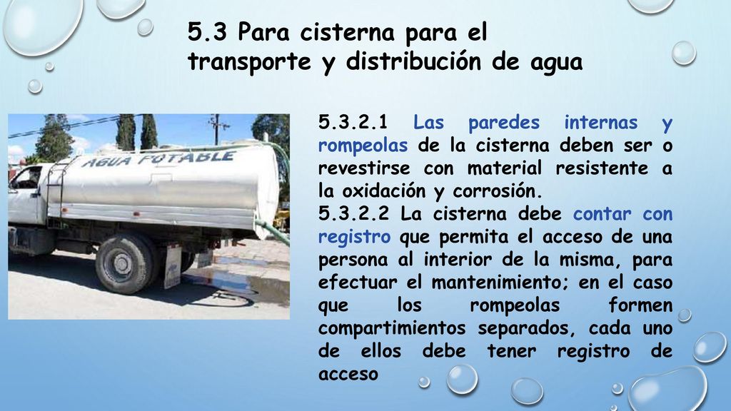 5.3 Para cisterna para el transporte y distribución de agua