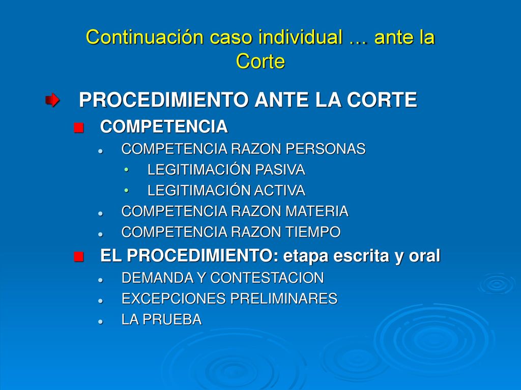 Continuación caso individual … ante la Corte