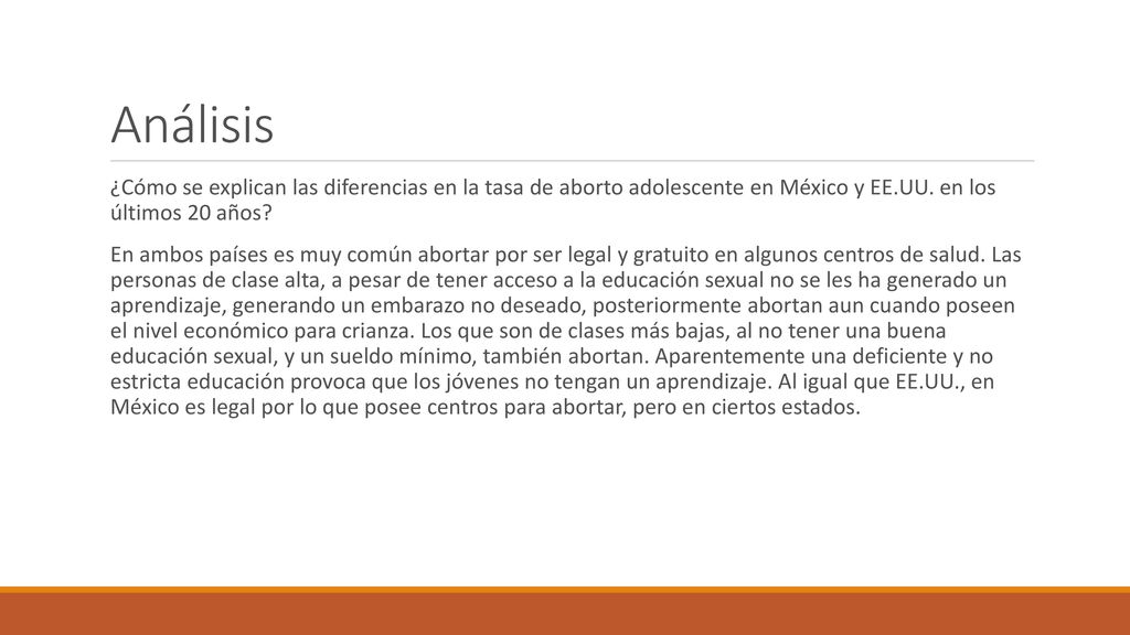 Análisis ¿Cómo se explican las diferencias en la tasa de aborto adolescente en México y EE.UU. en los últimos 20 años