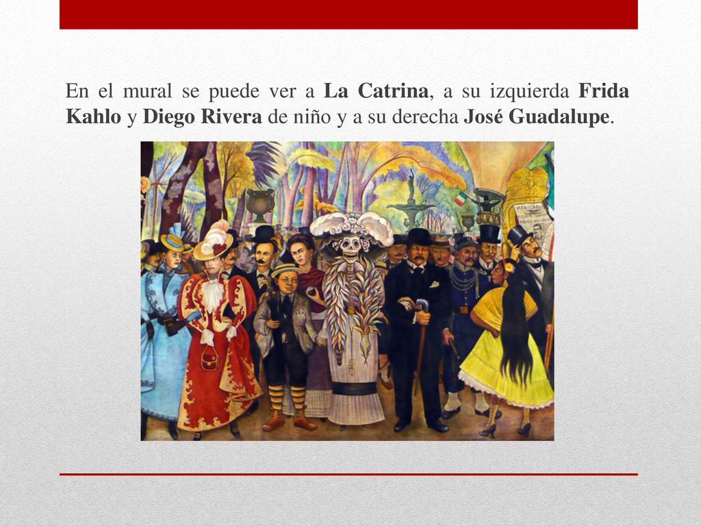 En el mural se puede ver a La Catrina, a su izquierda Frida Kahlo y Diego Rivera de niño y a su derecha José Guadalupe.
