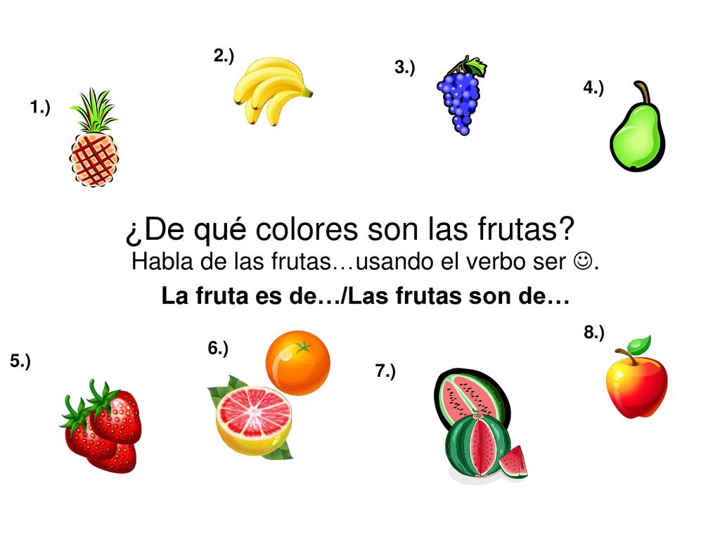 ¿De qué colores son las frutas