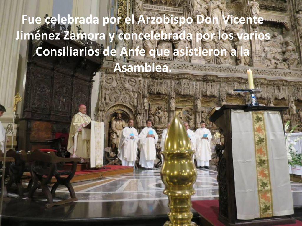 Fue celebrada por el Arzobispo Don Vicente Jiménez Zamora y concelebrada por los varios Consiliarios de Anfe que asistieron a la Asamblea.