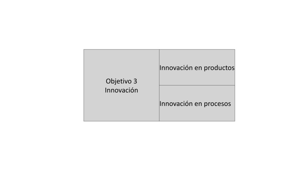 Objetivo 3 Innovación Innovación en productos Innovación en procesos