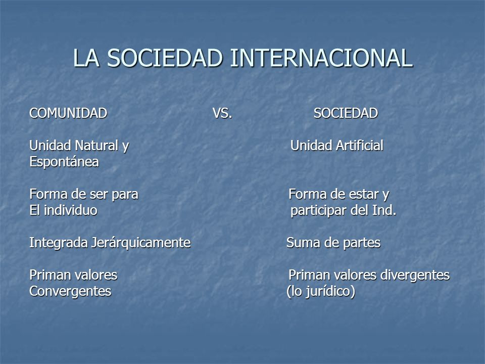 LA SOCIEDAD INTERNACIONAL