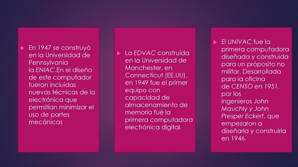 En 1947 se construyó en la Universidad de Pennsylvania la ENIAC
