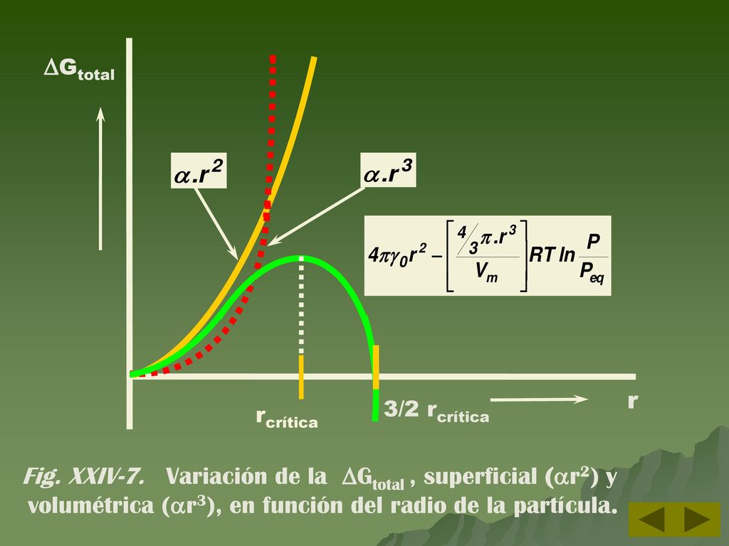 Fig. XXIV-7. Variación de la Gtotal , superficial (r2) y
